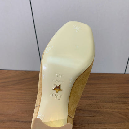 DIOR 25S ANKLE BOOTS 80 MM IN BEIGE SUEDE