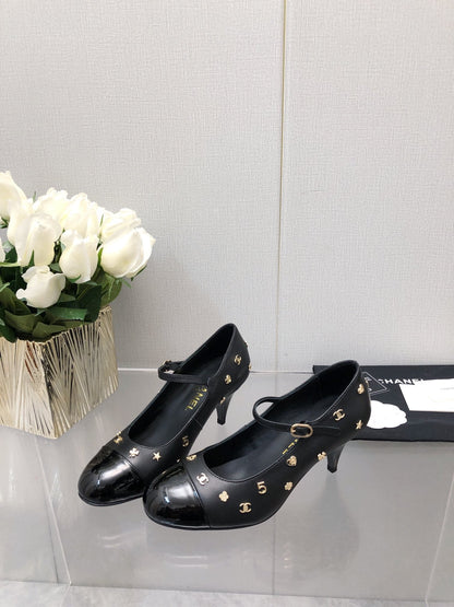 MARY JANE BLACK LAMBSKIN ATTACH METAL