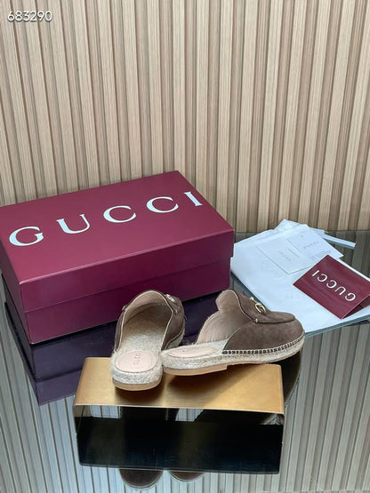GUCCI 26S LOAFER MULES IN DARK BROWN SUEDE