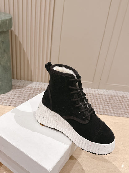 CHLOÉ 26S PLATFORM SOLE BOOTS 68 MM IN BLACK SUEDE