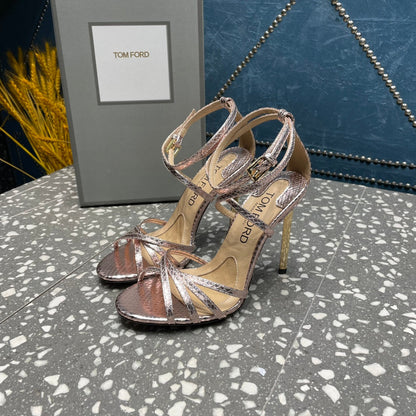 IDA SANDAL 10 CM IN COPPER SNAKE PATTERNED CALFSKIN