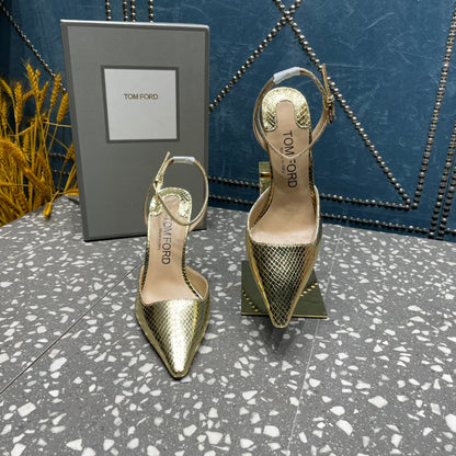 HIGH HEELS 10 CM IN GOLD SNAKE PATTERNED CALFSKIN
