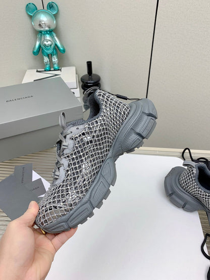 XL FISHNET SNEAKER IN GRAY MESH, POLYURETHANE, POLYESTER WITH RHINESTONES
