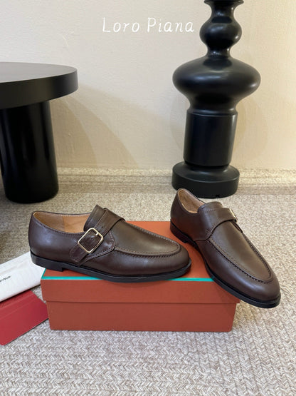 LP 26S MONK STRAP LOAFERS IN DARK BROWN CALFSKIN SILVER HARDWARE