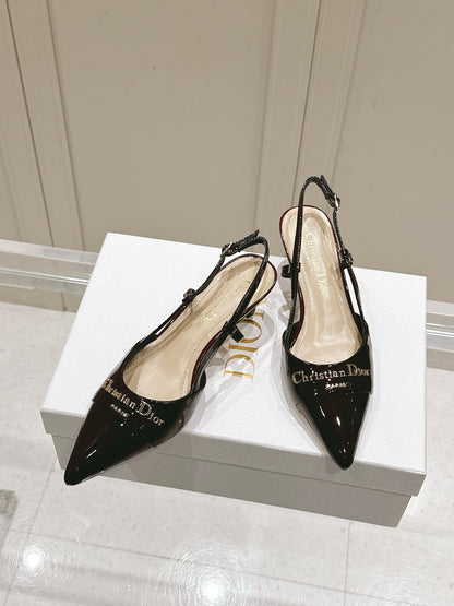 MY DD 25S SLINGBACK PUMP 50MM IN BURGUNDY RED GLOSSY CALFSKIN