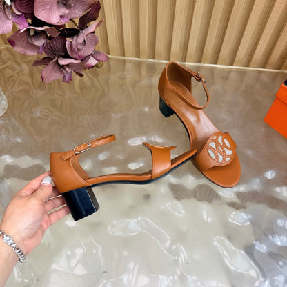 HM 26S MARQUISE SANDAL 45MM IN CARAMEL BROWN CALFSKIN