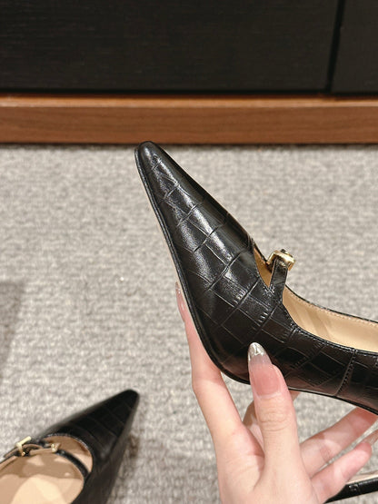 HIGH HEEL 10 CM IN BLACK CROCODILE LEATHER
