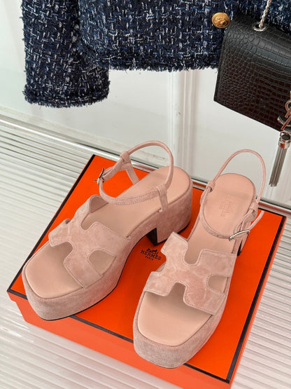 HM 25S JAM 30 HIGH-HEEL SANDAL IN PEACH PINK SUEDE