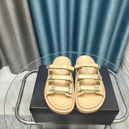CC 25C Sandal Triple Straps Beige Calfskin