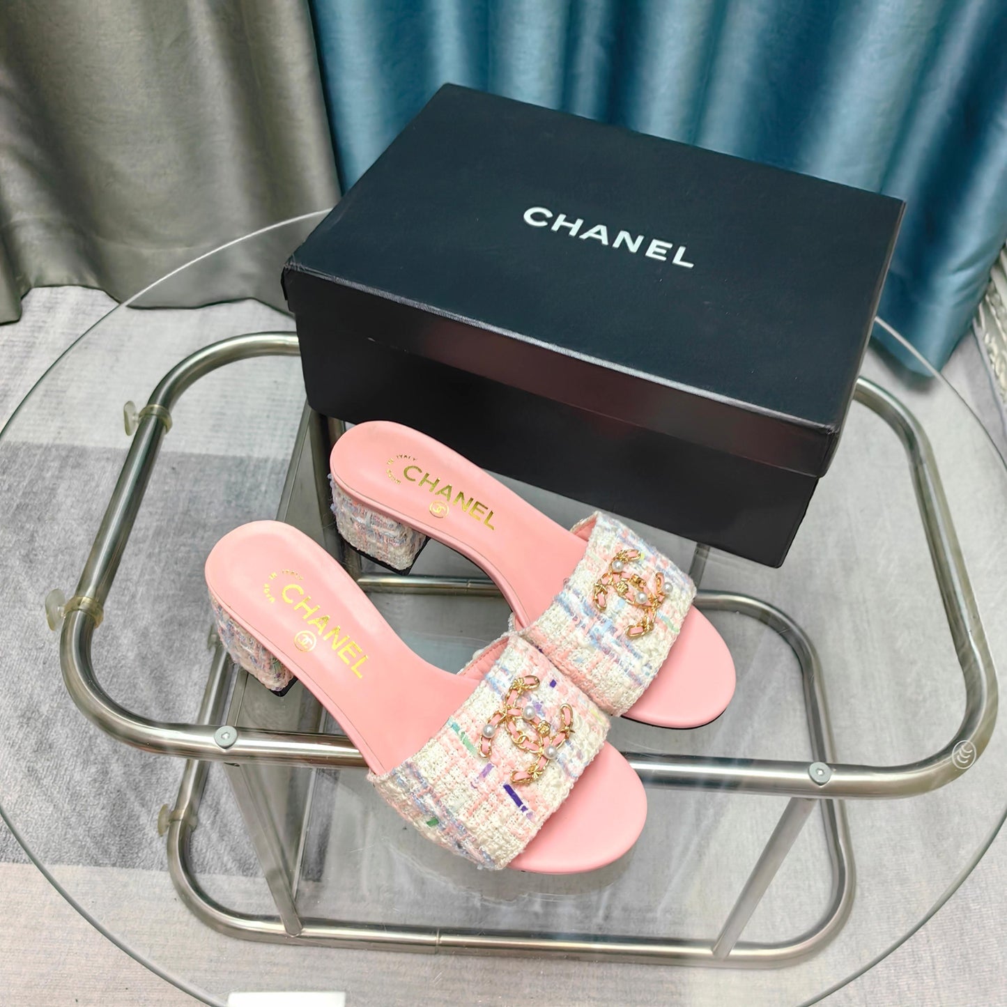 CC 25 Sandal Heel 5cm Tweed Mop