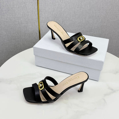 DIOR 26S 30 MONTAIGNE HIGH-HEELED IN BLACK CALFSKIN GOLD HARDWARE