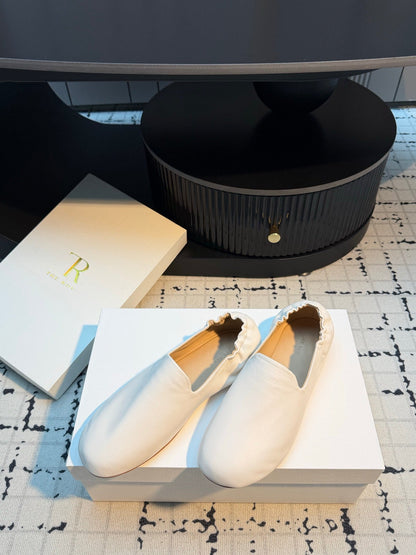 THE ROW 26S LOAFERS IN WHITE CALFSKIN