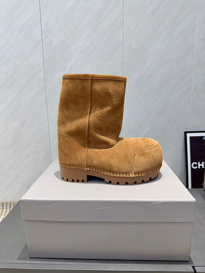 BALENCIAGA 25S LOW ANKLE BOOTS PLATFORM HEEL IN BROWN SUEDE STYLE 7