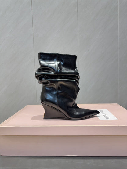 BALMAIN 26S BOOT 75 MM IN BLACK CALFSKIN