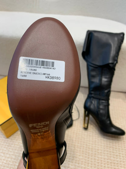 FE FEEL SANDALS IN BROWN AND BLACK FABRIC