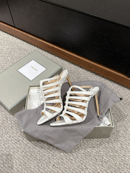 HIGH SANDAL 10 CM IN WHITE CALFSKIN