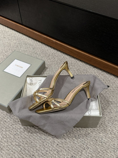 WHITNEY HIGH 6 CM MULE IN GOLD CROCODILE LEATHER
