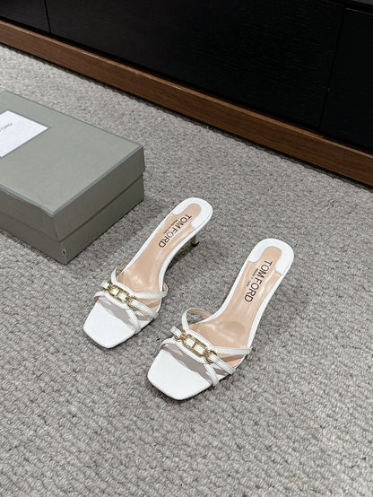 WHITNEY HIGH 6 CM MULE IN WHITE CROCODILE LEATHER