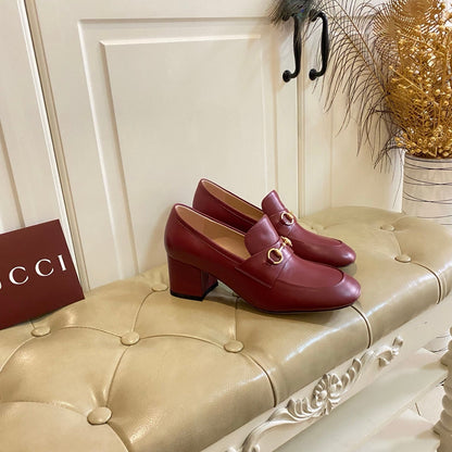 GUCCI 26S HORSEBIT LOAFERS 55 MM IN RED SMOOTH CALFSKIN