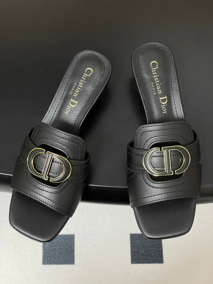 DIOR HIGH HEEL CLASSIC MONTAIGNE 40 MM 25S IN BLACK LAMBSKIN WITH CD LOGO