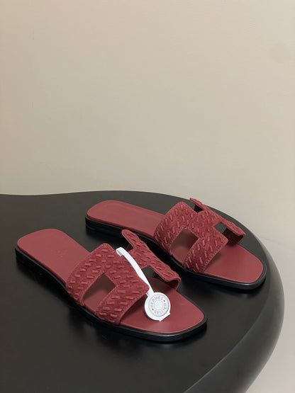 HM 25S ORAN SANDAL IN DARK RED SUEDE AND LAMBSKIN