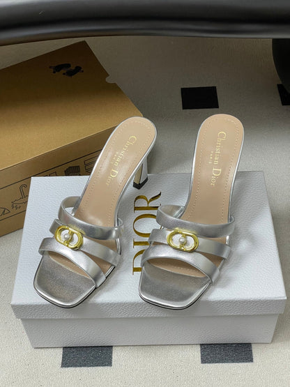 DIOR 26S HIGH HEEL SANDALS 80 MM IN SILVER CALFSKIN