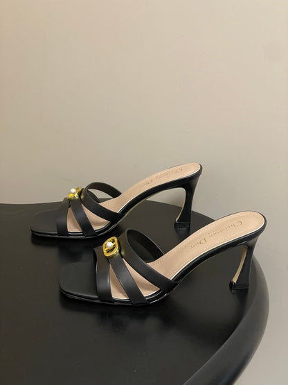 DIOR 26S HIGH HEEL SANDALS 80 MM IN BLACK CALFSKIN
