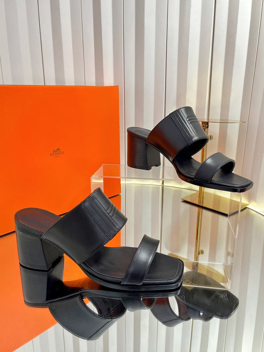 HM 26S MONICA 60 SANDAL IN BLACK CALFSKIN