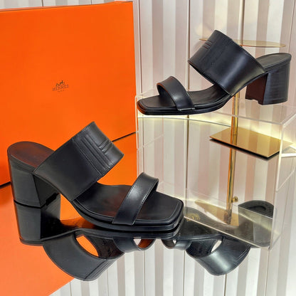 HM 26S MONICA 60 SANDAL IN BLACK CALFSKIN