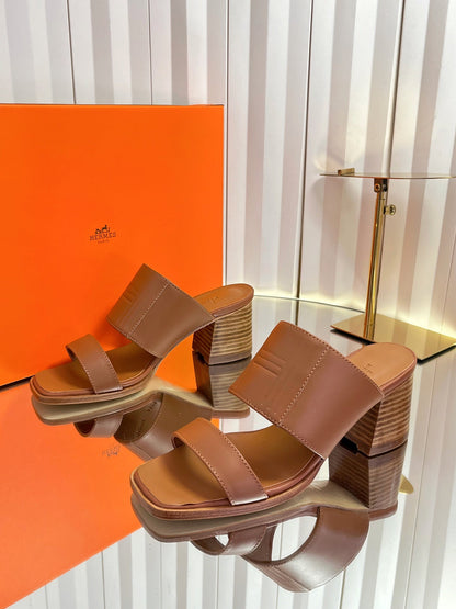 HM 26S MONICA 60 SANDAL IN CARAMEL BROWN CALFSKIN