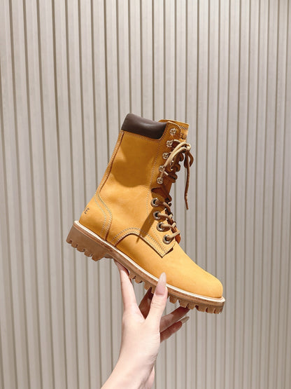 CELINE 25S SHORT MARTIN BOOTS IN MEDIUM ORANGE CALFSKIN