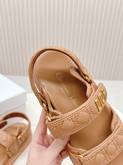 DIOR BACK-STRAP SANDALS 25S IN BROWN CALFSKIN