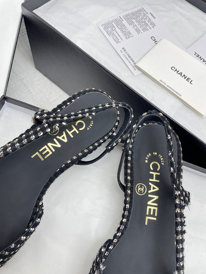 CC SLINGBACK 25S 25 MM IN BLACK TWEED AND FABRIC