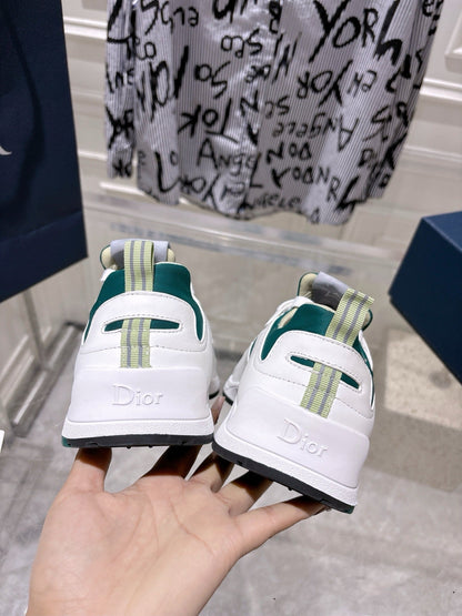 DIOR 25S MILE SERIES SNEAKERS 25MM IN WHITE DARK TEAL CALFSKIN