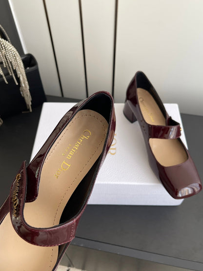 DIOR 26S MARY JANE 45 MM IN DARK RED GLOSSY CALFSKIN