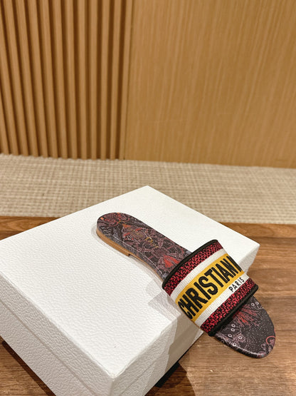 DIOR 26S SLIDE SANDALS IN MULTICOLOR TOILE PRINT LOGO