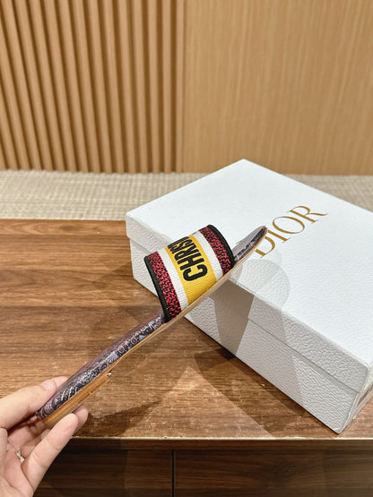 DIOR 26S SLIDE SANDALS IN MULTICOLOR TOILE PRINT LOGO