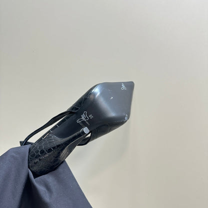ANGELINA 10 CM SLINGBACK IN BLACK CROCODILE PATTERN CALFSKIN