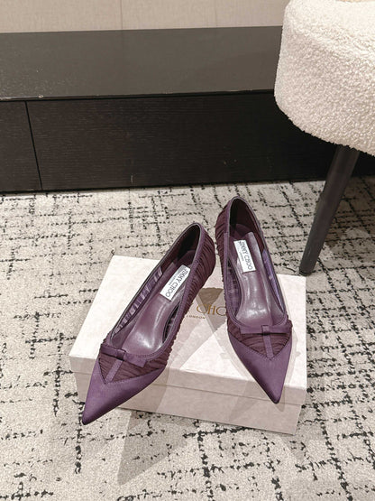 JIMMY CHOO 26S POINTED-TOE HIGH HEELS 65 MM IN DEEP PURPLE FABRIC