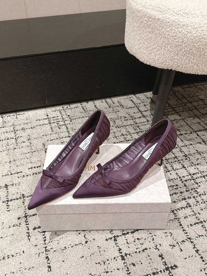 JIMMY CHOO 26S POINTED-TOE HIGH HEELS 65 MM IN DEEP PURPLE FABRIC