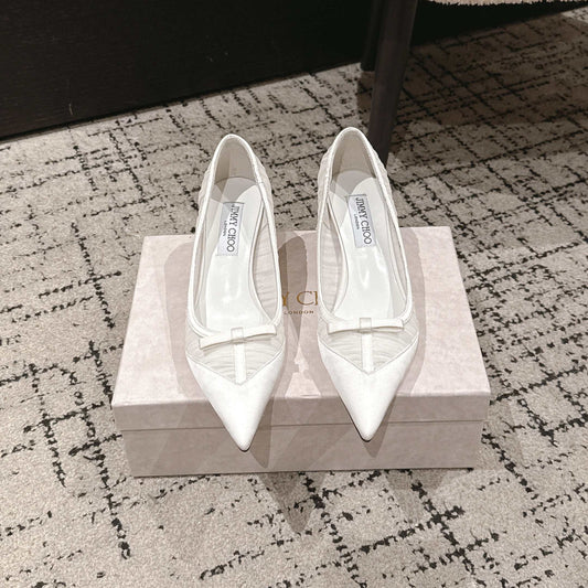 JIMMY CHOO 26S POINTED-TOE HIGH HEELS 65 MM IN WHITE FABRIC