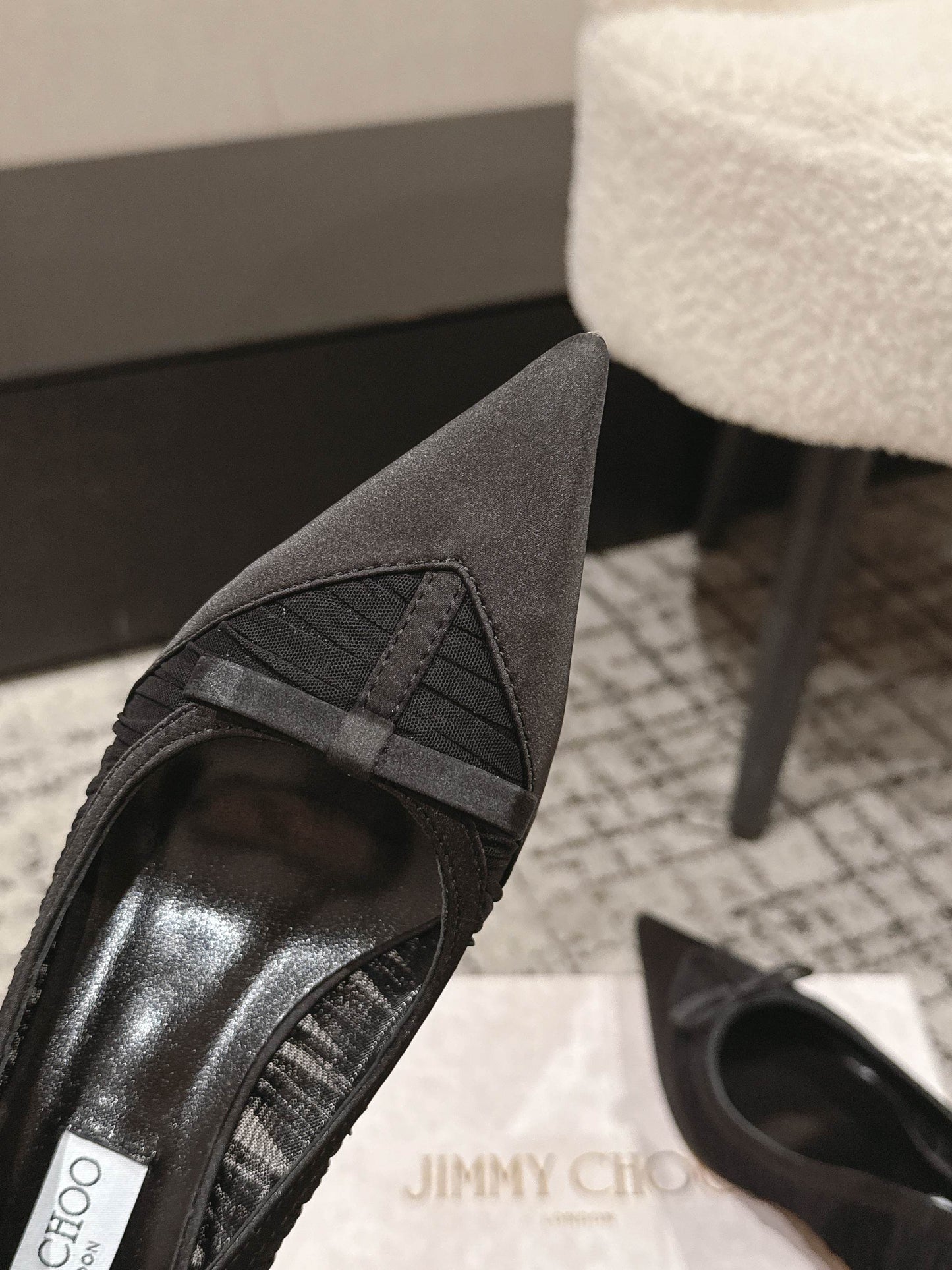 JIMMY CHOO 26S POINTED-TOE HIGH HEELS 65 MM IN BLACK FABRIC