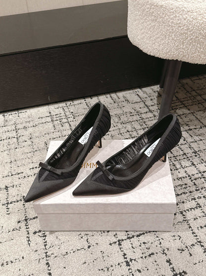 JIMMY CHOO 26S POINTED-TOE HIGH HEELS 65 MM IN BLACK FABRIC