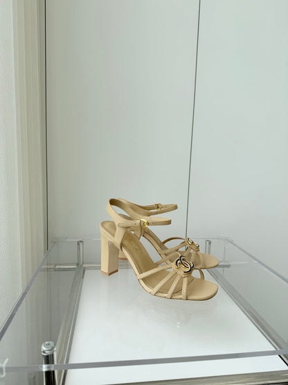 Chanel 2026 Slingback Square Heels 8.5cm Leather Sheepskin 823415