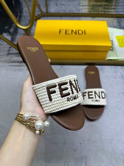 FF Signature 10 White Brown Cotton Fibre Slide