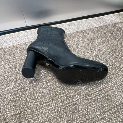 DIOR 25S D-SHADOW COUTURE SERIES ANKLE BOOTS 90MM IN BLACK CALFSKIN