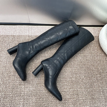 DIOR 25S D-SHADOW COUTURE SERIES BOOTS 90MM IN BLACK CALFSKIN