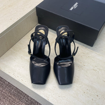 YSL 26S HEELED SANDALS 95 MM IN BLACK CALFSKIN STYLE 1