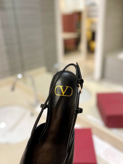 VALENTINO 26S SLINGBACK IN BLACK SMOOTH CALFSKIN