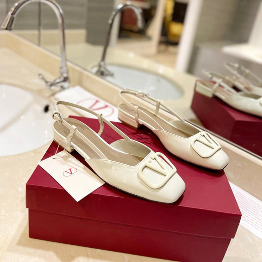 VALENTINO 26S SLINGBACK IN CREAM WHITE PATENT CALFSKIN